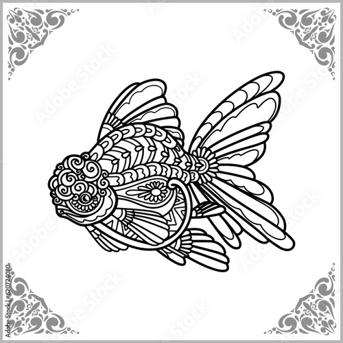 Flower horn fish mandala arts isolated on white background