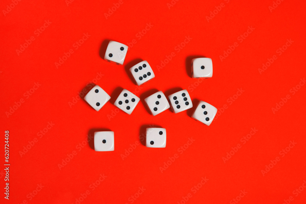 Dices on a red background Dices on a red background