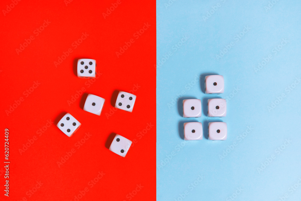 Organized and messy dices Organized and messy dices