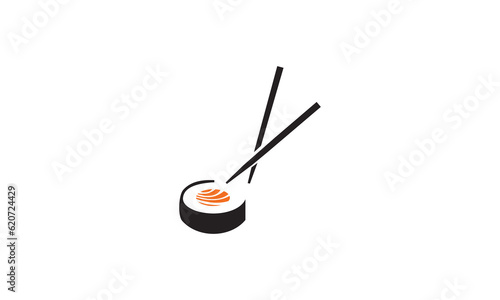 sushi with chopsticks