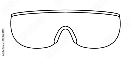 Safety Spectacles frame glasses fashion accessory illustration. Sunglass front view for Men, women, unisex silhouette style, flat rim spectacles eyeglasses, lens sketch style outline isolated on white