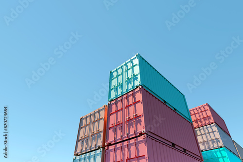 Illustration of Stacked cargo containers photo