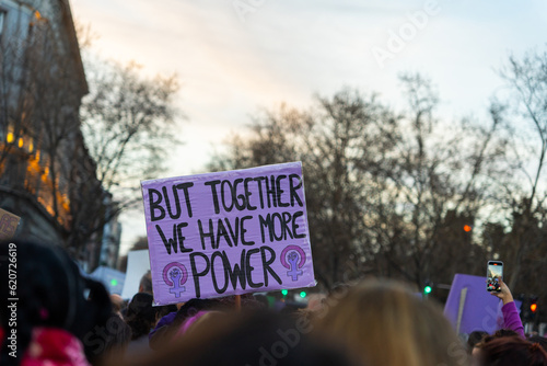 Women Symbol On A Protest Signs On The Streets.
 photo