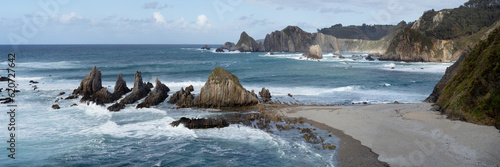 Playa de Gueirua Beach Asturias coast spain photo