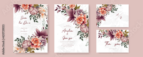 Universal floral art templates. Flowers, birds, bugs, leaves and twigs. For wedding invitation