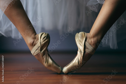 Los pies y vestimenta de una bailarina clásica photo