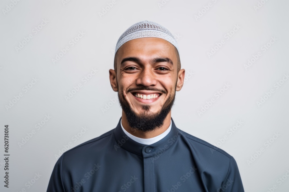 Portrait of a happy muslim man smiling isolated on a white background Portrait of a happy muslim man smiling isolated on a white background