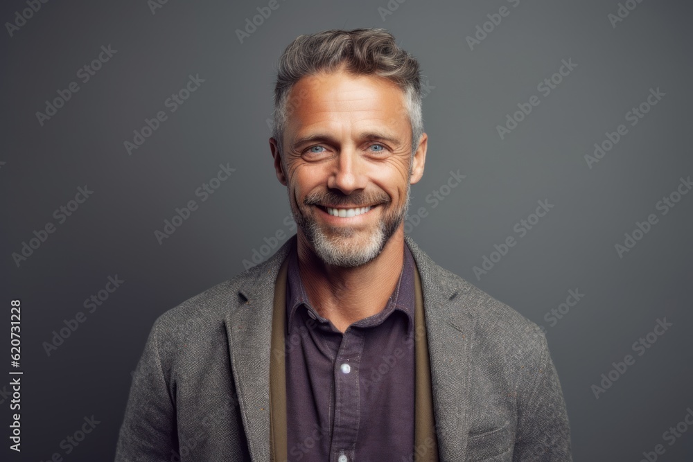 Portrait of a handsome middle-aged man smiling at the camera. Portrait of a handsome middle-aged man smiling at the camera.
