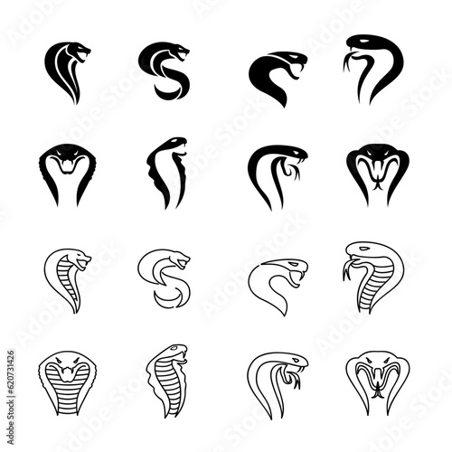 Cobra Snake logo icon design set collection