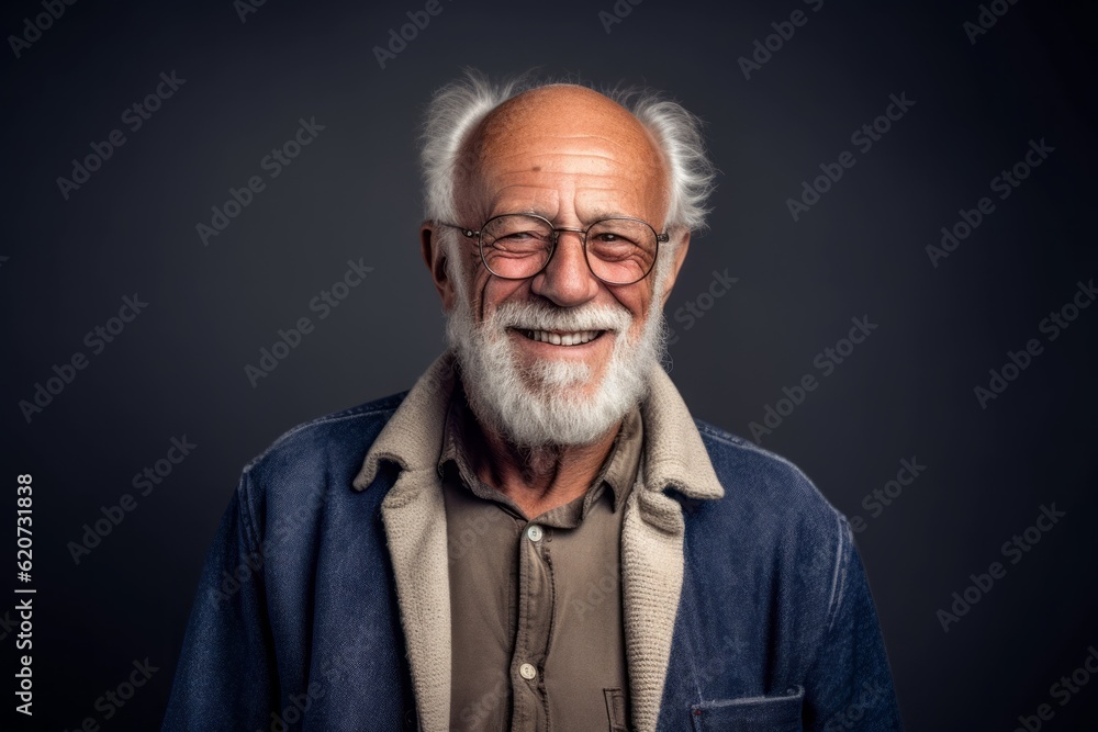 Fototapeta premium Portrait of a senior man with a gray beard and glasses.