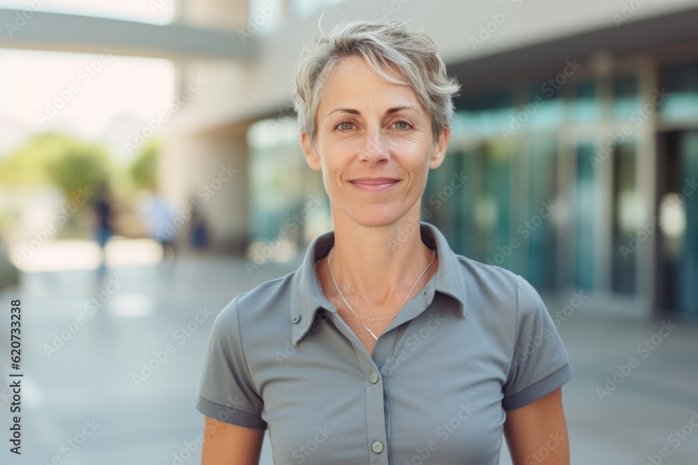 Portrait of mature businesswoman standing outside office building. Mature businesswoman looking at camera. Portrait of mature businesswoman standing outside office building. Mature businesswoman looking at camera.