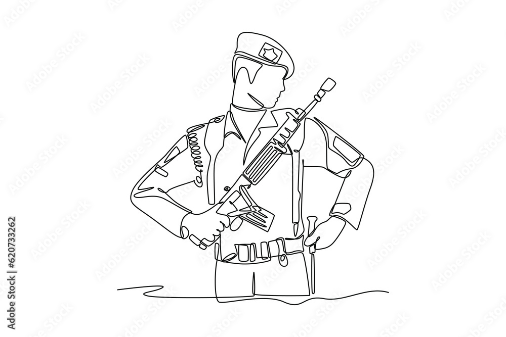 Single one line drawing Army, Air Force and Navy. Military concept. Continuous line draw design graphic vector illustration. Single one line drawing Army, Air Force and Navy. Military concept. Continuous line draw design graphic vector illustration.