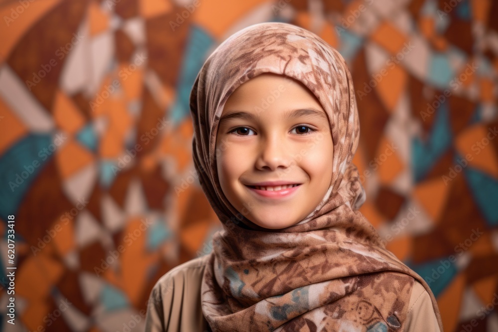 Portrait of a little muslim girl with hijab smiling at the camera Portrait of a little muslim girl with hijab smiling at the camera