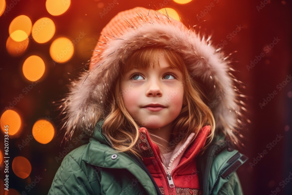 Portrait of a beautiful little girl in winter clothes on a background of the Christmas tree. Portrait of a beautiful little girl in winter clothes on a background of the Christmas tree.