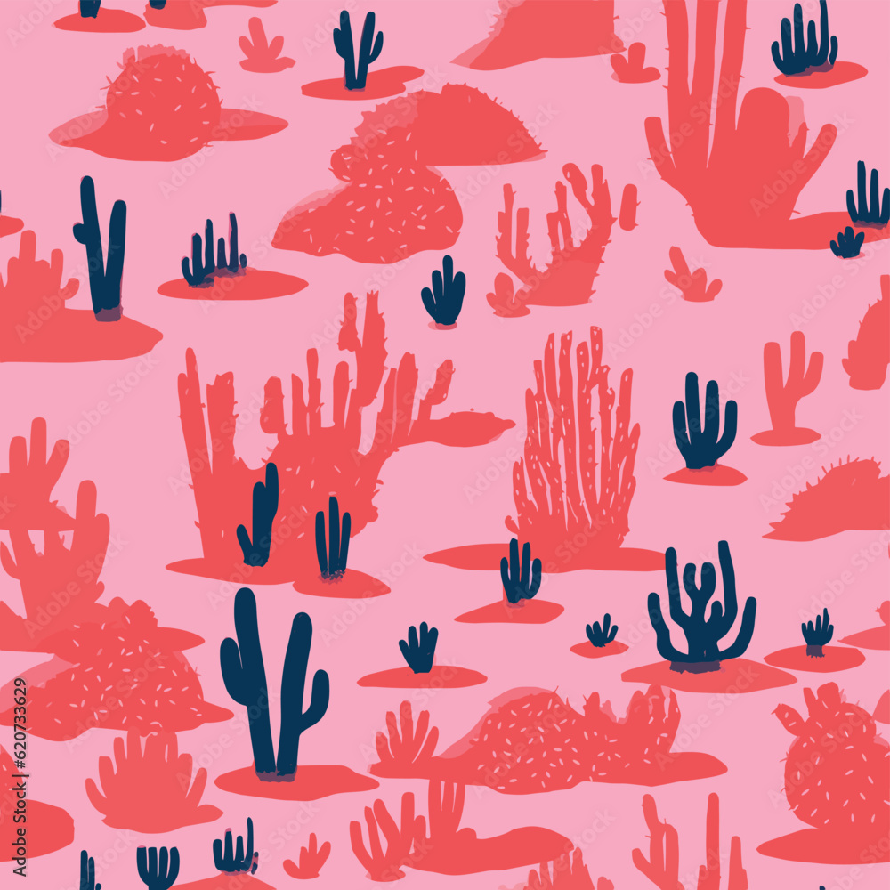 Fototapeta premium Seamless Colorful Cactus Pattern.Seamless pattern of Cactus in colorful style. Add color to your digital project with our pattern!