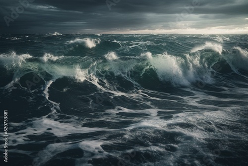 Fotografie, Obraz Turbulent ocean. Generative AI