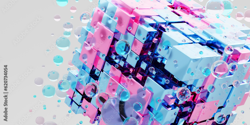 Abstract pattern of spheres and cubes Abstract pattern of spheres and cubes