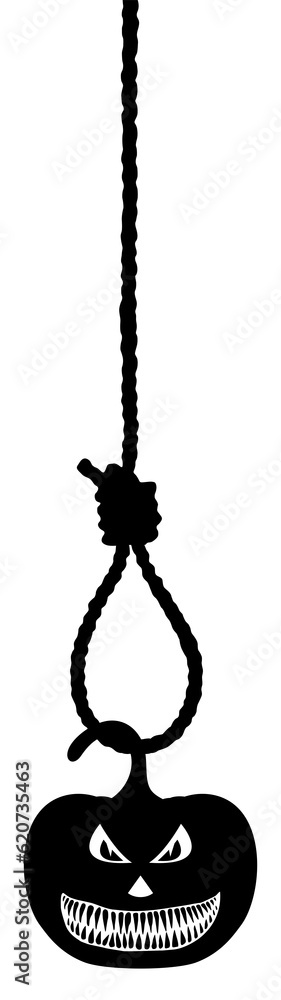 Scary Pumpkin hanging on gallows for sign, symbol and Halloween art illustration. Format PNG Scary Pumpkin hanging on gallows for sign, symbol and Halloween art illustration. Format PNG