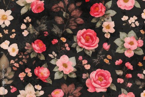 Wallpaper Mural illustration rose peony flower illustration Torontodigital.ca