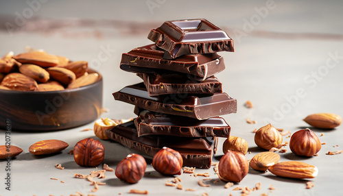 Obraz na plátně Bar of Chocolate tower pieces