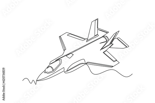 Single one line drawing Army  Air Force and Navy. Military concept. Continuous line draw design graphic vector illustration.