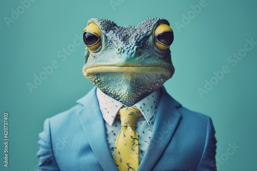Fototapeta Anthropomorphic frog dressed in a suit like a businessman