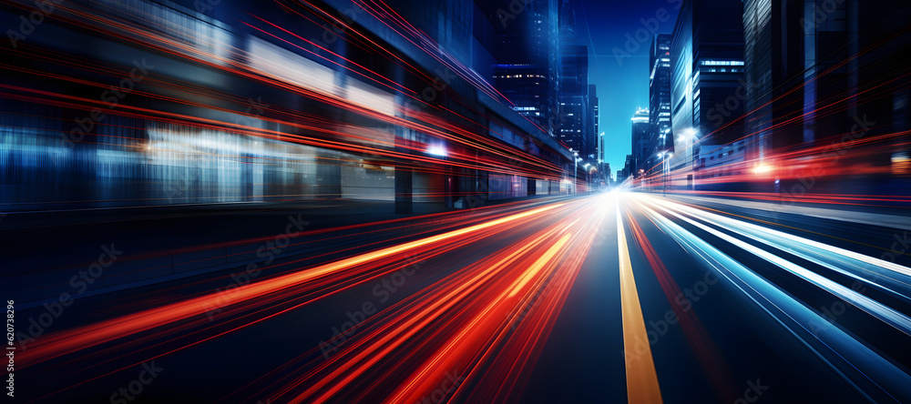 Long exposure dynamic speed light trails on street texture, Abstract fast light trails in urban traffic at night background Long exposure dynamic speed light trails on street texture, Abstract fast light trails in urban traffic at night background