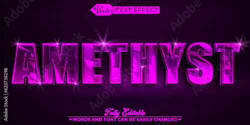 Purple Shiny Gems Amethyst Vector Editable Text Effect Template
