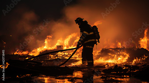 Firefighter Fighting the Flames