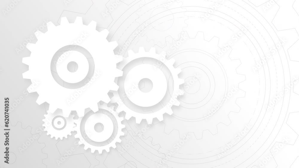 Abstract background white spinning the group of gear wheel. Metaphor team work and engineering technology concept. With copy space Abstract background white spinning the group of gear wheel. Metaphor team work and engineering technology concept. With copy space