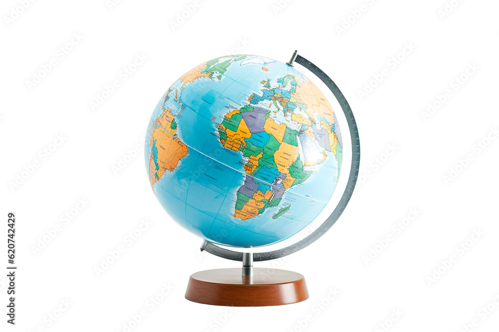 School globe on white transparent background