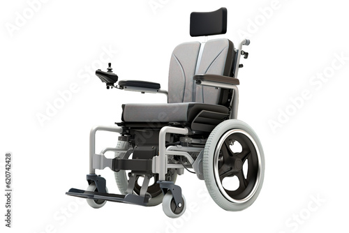 Side view of modern electric wheelchair on transparent background