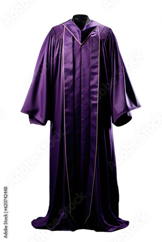 Purple graduation gown on isolated transparent background