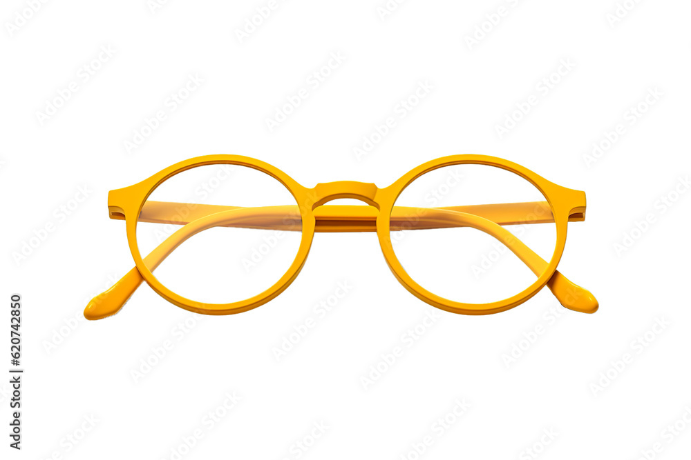 Fototapeta premium Yellow child eyeglasses over white transparent background