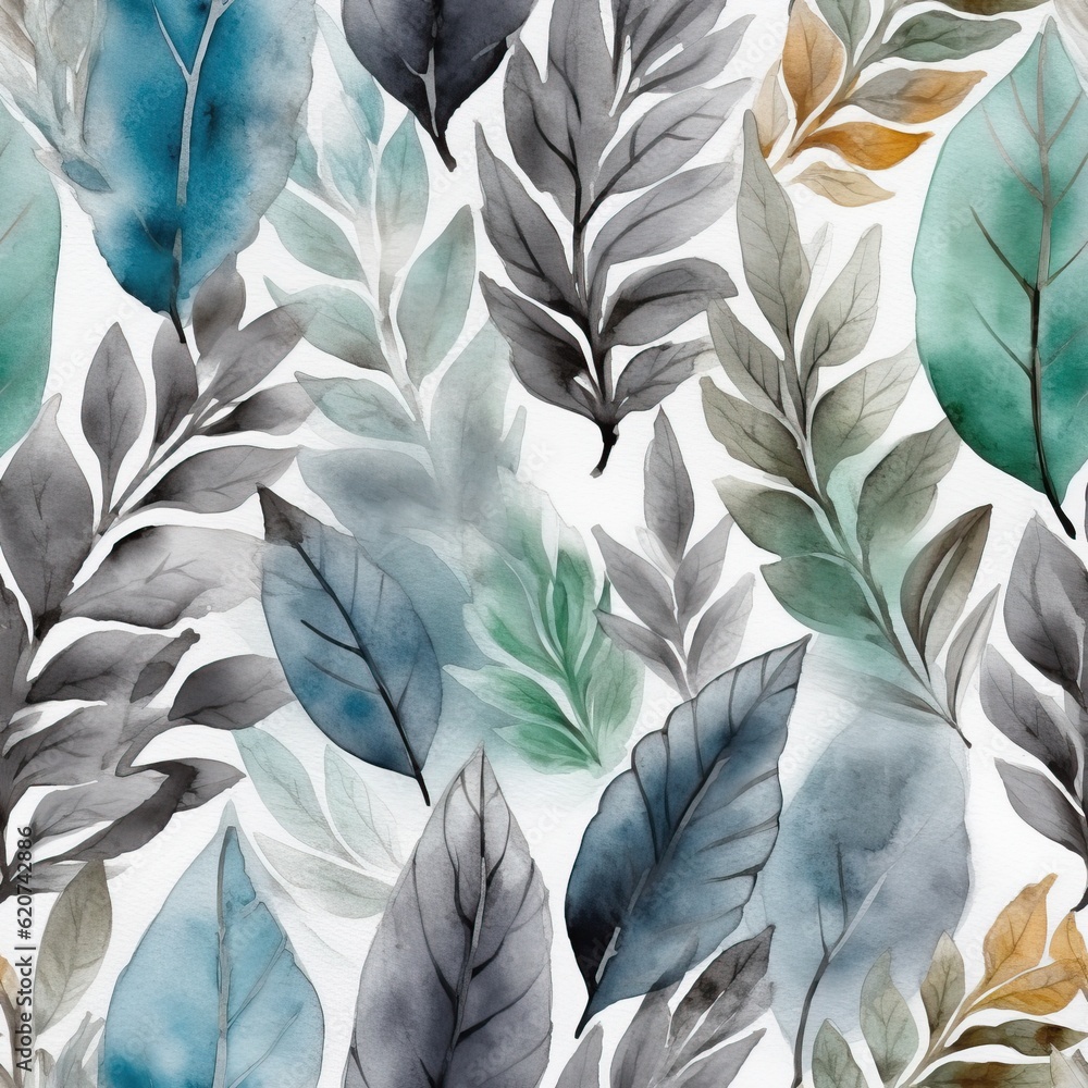 Luxury leaves banner. Floral horizontal ornament for cover, wallpapers, postcards. Elite seamless exotic, tropical plant. Elegant leaves, grass. Interior, textile. Cartoon illustration. Luxury leaves banner. Floral horizontal ornament for cover, wallpapers, postcards. Elite seamless exotic, tropical plant. Elegant leaves, grass. Interior, textile. Cartoon illustration.
