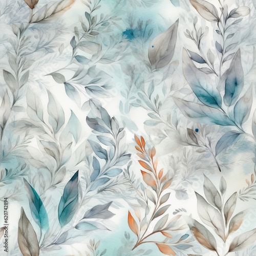 Luxury leaves banner. Floral horizontal ornament for cover, wallpapers, postcards. Elite seamless exotic,  tropical plant. Elegant leaves, grass. Interior, textile. Cartoon illustration.