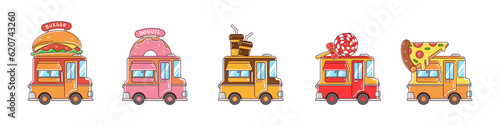 Set of food truck hand-drawn collection