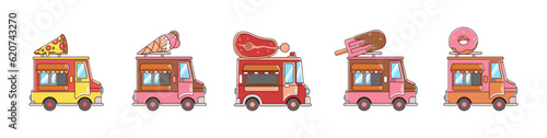 Set of food truck hand-drawn collection