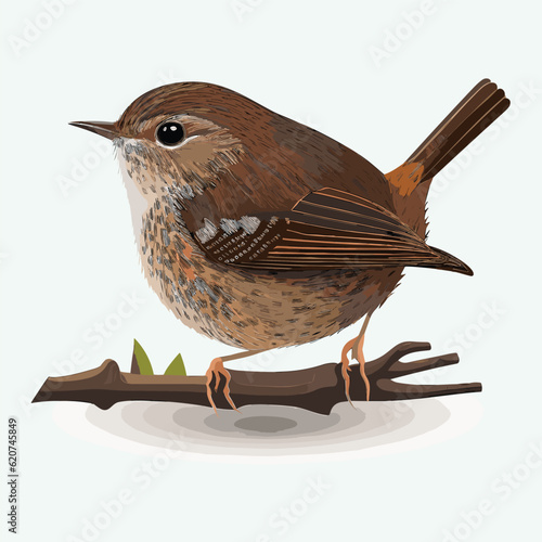 vector cute wren cartoon style
