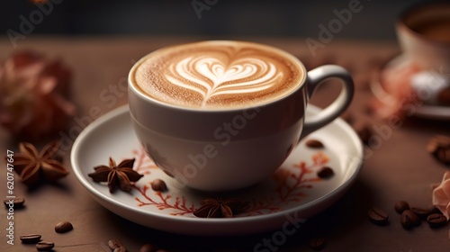 A coffee cup adorned with latte art
