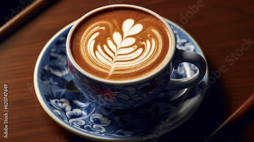 A coffee cup adorned with latte art