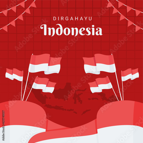 indonesia independence day poster template with indonesian map