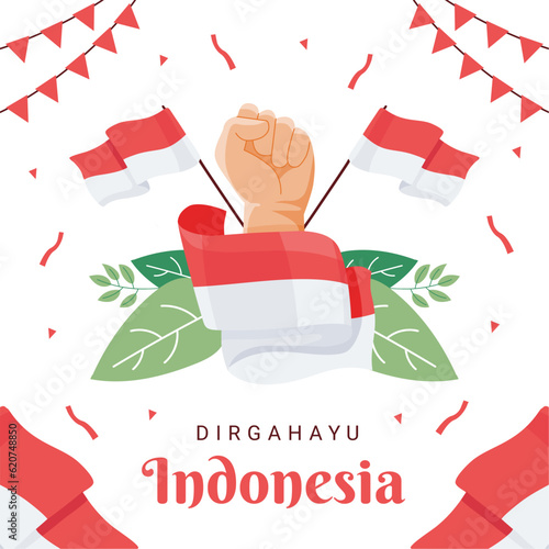 indonesia independence day poster template on white background