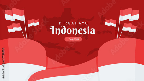 indonesia independence day banner template with indonesian map
