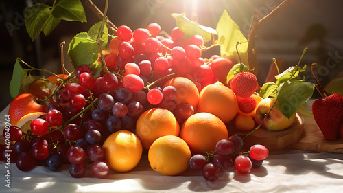 Radiant Fruits Dancing in Sunlight. Generative Ai