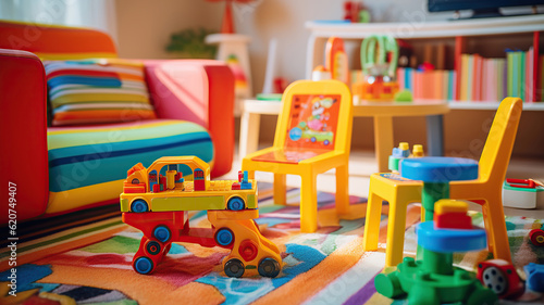Colorful Furniture and Toys for Imaginative Adventures. Generative Ai © PRI