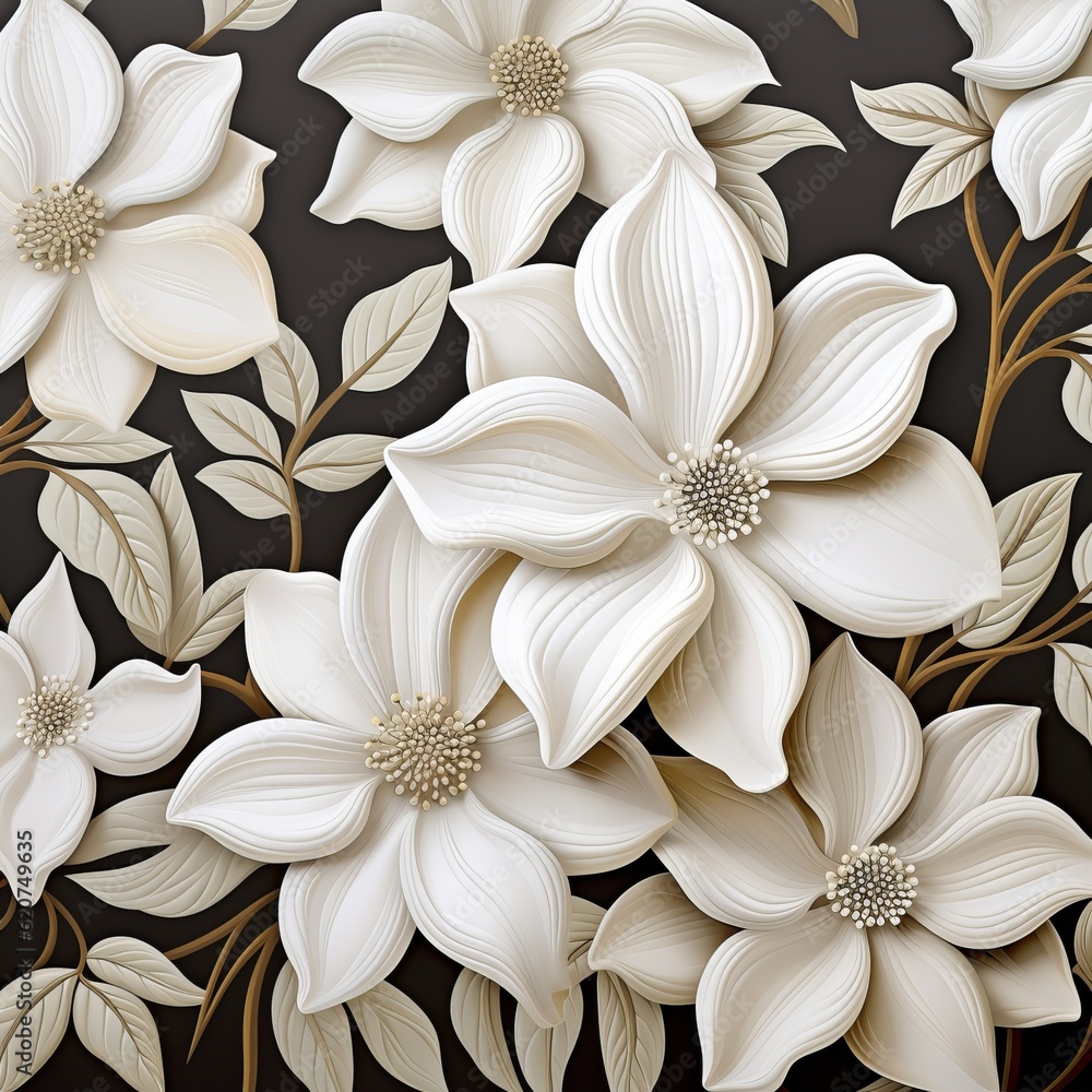 white flowers on a black generative ai white flowers on a black generative ai
