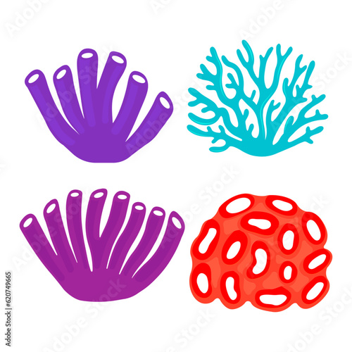 coral reef  sea leef  sea coral logo design vector