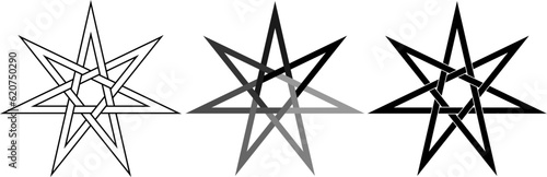 heptagram or seven point star icon set