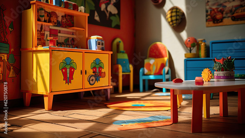Colorful Furniture and Toys for Imaginative Adventures. Generative Ai